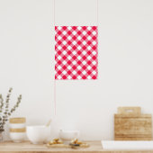 Klassiek rood en wit geruit patroon rustiek poster (Keuken)