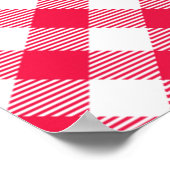 Klassiek rood en wit geruit patroon rustiek poster (Hoek)