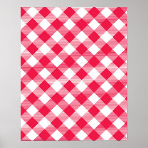Klassiek rood en wit geruit patroon rustiek poster