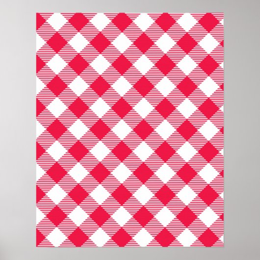 Klassiek rood en wit geruit patroon rustiek poster (Voorkant)