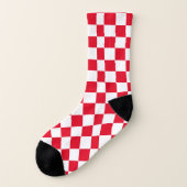 Klassiek rood en wit geruit patroon sokken (Links - buitenkant)