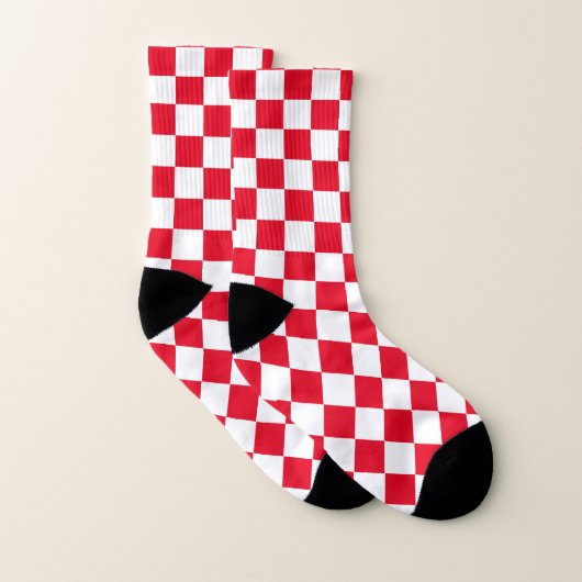 Klassiek rood en wit geruit patroon sokken (Paar)