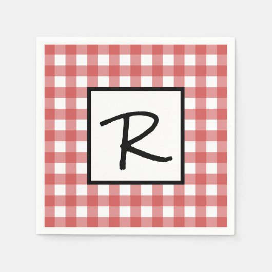 Klassiek Rood en Wit Gingham BBQ Picknickfeest Servet (Voorkant)