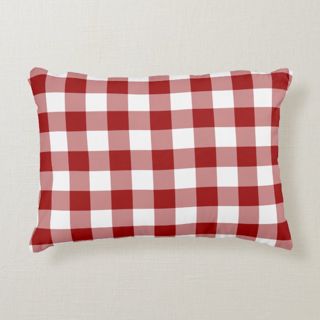 Klassiek rood en wit Gingham patroon Accent Kussen (Voorkant)