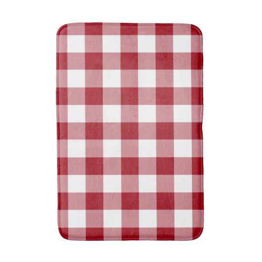 Klassiek rood en wit Gingham Patroon Badmat (Voorkant Verticaal)