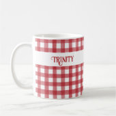 Klassiek Rood en Wit Gingham Plaid Gepersonaliseer Koffiemok (Links)