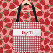 Klassiek Rood en Wit Gingham Plaid Gepersonaliseer Tote Bag