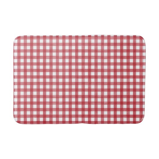 Klassiek Rood en Wit Gingham Plaid Patterned Badmat (Voorkant)