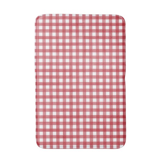 Klassiek Rood en Wit Gingham Plaid Patterned Badmat (Voorkant Verticaal)