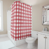 Klassiek Rood en Wit Gingham Plaid Patterned Douchegordijn (In situ)