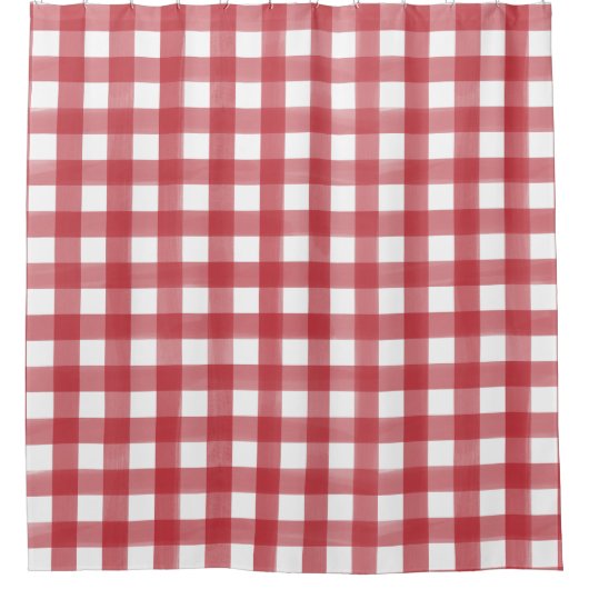 Klassiek Rood en Wit Gingham Plaid Patterned Douchegordijn (Voorkant)