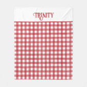 Klassiek Rood en Wit Gingham Plaid Patterned Fleece Deken (Voorkant)