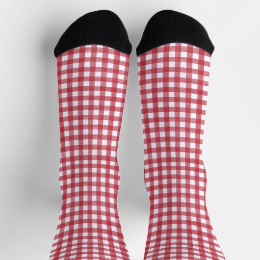 Klassiek Rood en Wit Gingham Plaid Patterned Sokken (Top)