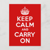 Klassiek rood en wit houden kalm en doorgaan briefkaart (Voorkant)