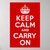 Klassiek rood en wit houden kalm en doorgaan poster (Voorkant)