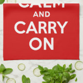 Klassiek rood en wit houden kalm en doorgaan theedoek (Gevouwen)