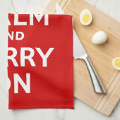 Klassiek rood en wit houden kalm en doorgaan theedoek (Quarter Fold)