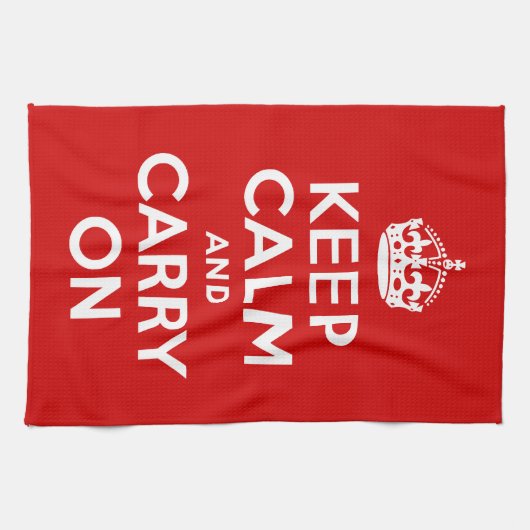 Klassiek rood en wit houden kalm en doorgaan theedoek (Horizontaal)