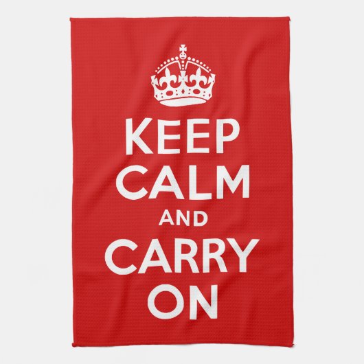 Klassiek rood en wit houden kalm en doorgaan theedoek (Verticaal)