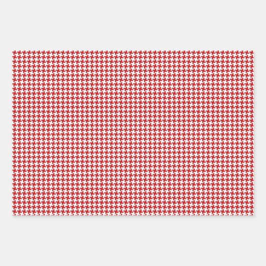 Klassiek rood en wit Houndstooth patroon Inpakpapier Vel (Voorkant 2)