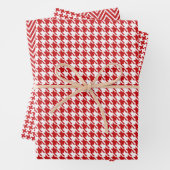 Klassiek rood en wit Houndstooth patroon Inpakpapier Vel (In situ)