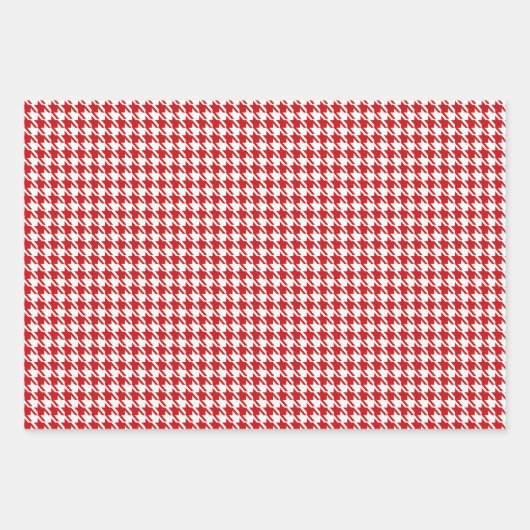 Klassiek rood en wit Houndstooth patroon Inpakpapier Vel (Voorkant)