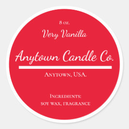 Klassiek Rood en Wit Kaarsenpotje Label