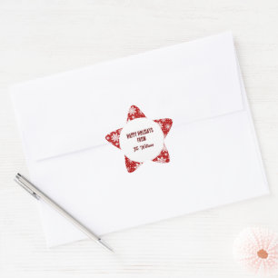 Klassiek rood en wit sneeuwvlok patroon ster sticker