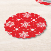 Klassiek rood en wit Snowflakes kerstpatroon Kartonnen Onderzetters (Gekanteld)