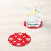 Klassiek rood en wit Snowflakes kerstpatroon Kartonnen Onderzetters (Insitu)
