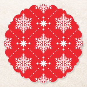 Klassiek rood en wit Snowflakes kerstpatroon Kartonnen Onderzetters