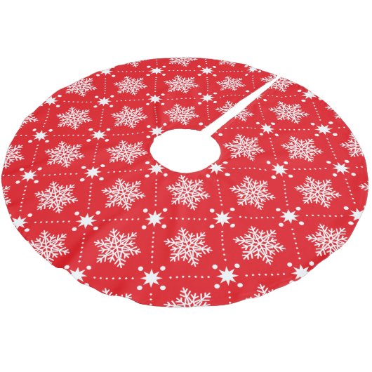 Klassiek rood en wit Snowflakes kerstpatroon Kerstboom Rok (Gekanteld)