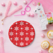 Klassiek rood en wit Snowflakes kerstpatroon Papieren Bordje (Feest)