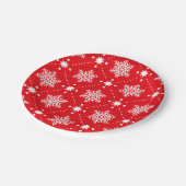 Klassiek rood en wit Snowflakes kerstpatroon Papieren Bordje (Gekanteld)