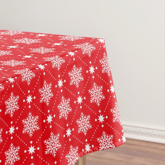 Klassiek rood en wit Snowflakes kerstpatroon Tafelkleed (Voorbeeld)