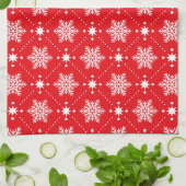 Klassiek rood en wit Snowflakes kerstpatroon Theedoek (Gevouwen)