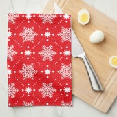 Klassiek rood en wit Snowflakes kerstpatroon Theedoek (Quarter Fold)