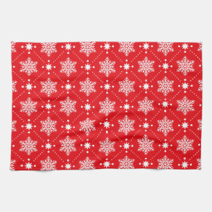 Klassiek rood en wit Snowflakes kerstpatroon Theedoek
