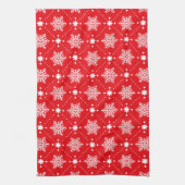 Klassiek rood en wit Snowflakes kerstpatroon Theedoek (Verticaal)
