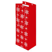 Klassiek rood en wit Snowflakes kerstpatroon Wijn Cadeautas (Achterkant Gekanteld)