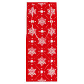 Klassiek rood en wit Snowflakes kerstpatroon Wijn Cadeautas (Achterkant)