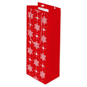 Klassiek rood en wit Snowflakes kerstpatroon Wijn Cadeautas (Voorkant Gekanteld)