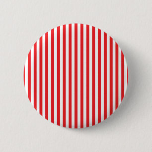 Klassiek rood en wit vertiaal strepenpatroon ronde button 5,7 cm