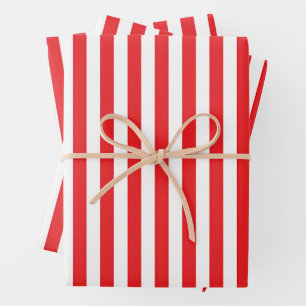 Klassiek rood en wit verticaal strepenpatroon inpakpapier vel