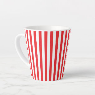 Klassiek rood en wit verticaal strepenpatroon latte mok