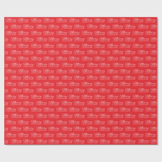 Klassiek rood en wit vrolijk kerstscript cadeaupapier (Vlak)