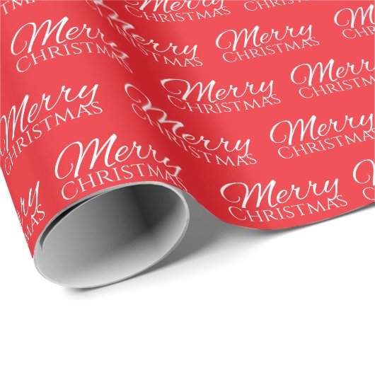 Klassiek rood en wit vrolijk kerstscript cadeaupapier (Rol Hoek)