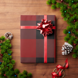 Klassiek rood en zwart Buffalo geruit Kerstmis Cadeaupapier