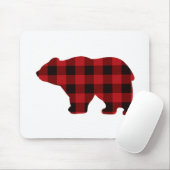 Klassiek rood en zwart geplakt Beer ontwerp Muismat (Met muis)
