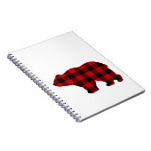 Klassiek rood en zwart geplakt Beer ontwerp Notitieboek (Rechterzijde)
